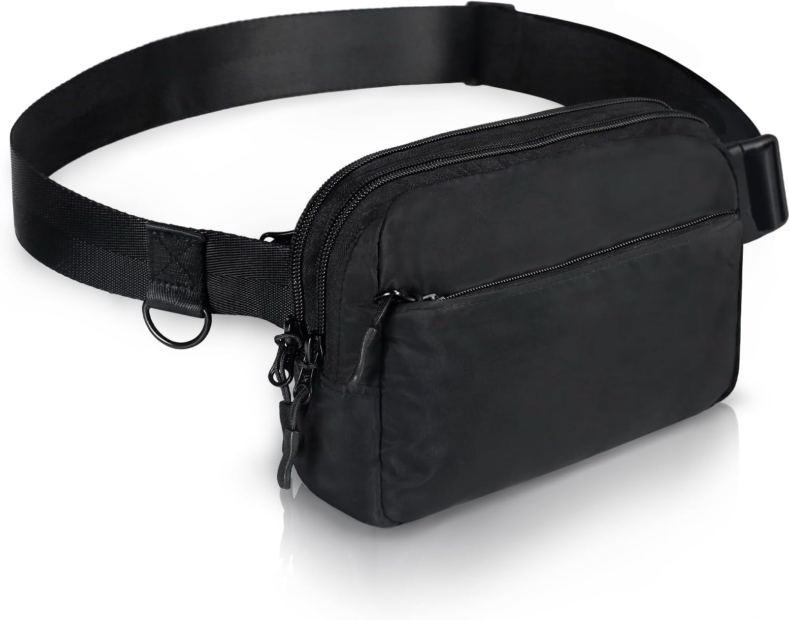 FMEIDA Fanny Packs for Women Cross Body 4 Zipper Pockets Belt Bag Adjustable Strap Fashion Waist Packs Water-Resistant Waist Bag Bum Pouch for Travel Hiking Running Cycling Workout, Black