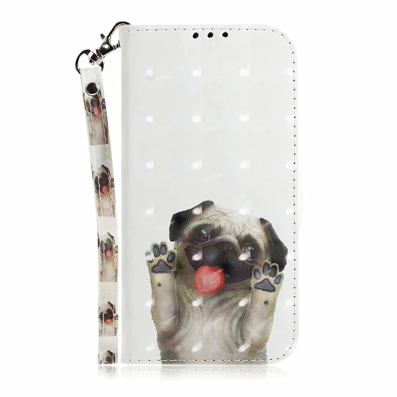 MTQLX Case for Moto G7 Power Wallet Phone Case 3D Animal Cute Pattern Wallet Cover with Credit Card Slot ID Card Holder with Kickstand Folio (Pug)