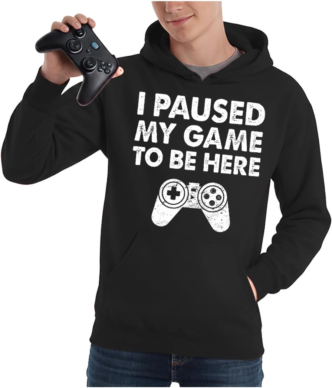 Tstars Funny Gaming Hoodie for Men - I Paused My Game to Be Here Gamer Gifts Teen Boys & Fans of Video Games