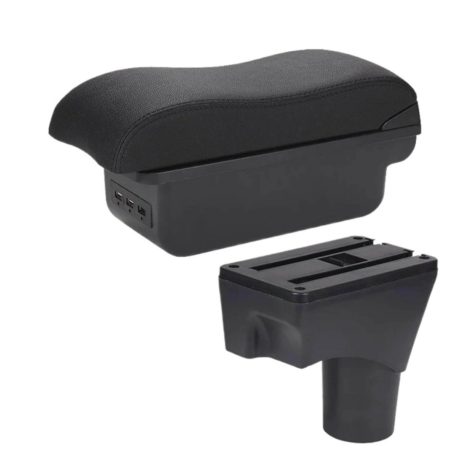 Ggwqoops Car Armrests For Nissan For March For Micra K13 2010-2022 Armrest Box Car Arm Storage Retrofit Parts Accessories Armrest Box(B2 Black line 3USB)