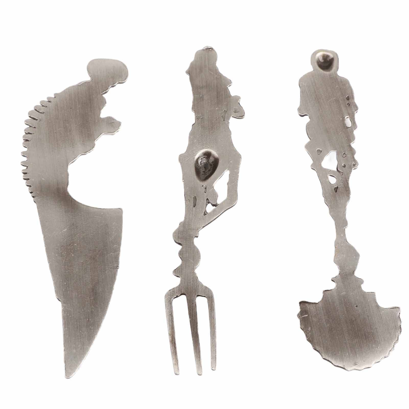 Juego De Cubiertos De Esqueleto Para Halloween - Cuchara, Tenedor Y Cuchillo, Aleación De Zinc, Apto Lavavajillas