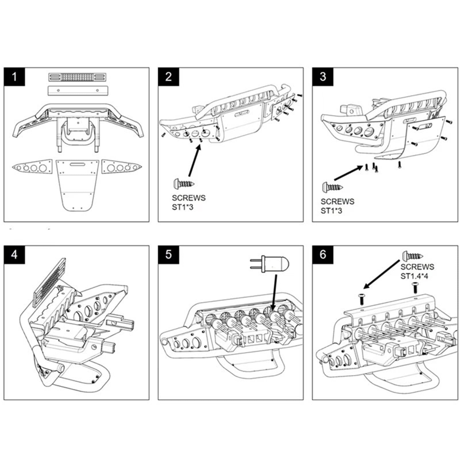 Juguetes Accesorios Compatible con TRAXXAS para TRX4M 1/18 Coche Trepador De Control Remoto Piezas Mejora Accesorios Repuesto Parachoques Delantero Kit Luz