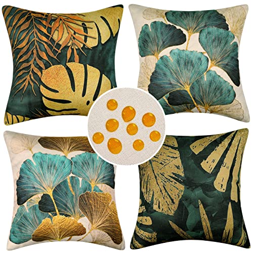 4 Federe Per Cuscini Da Esterno Impermeabili – 45x45 Cm, Tessuto Morbido, Cerniera Nascosta, Motivo Floreale Pastorale, R08 - 2