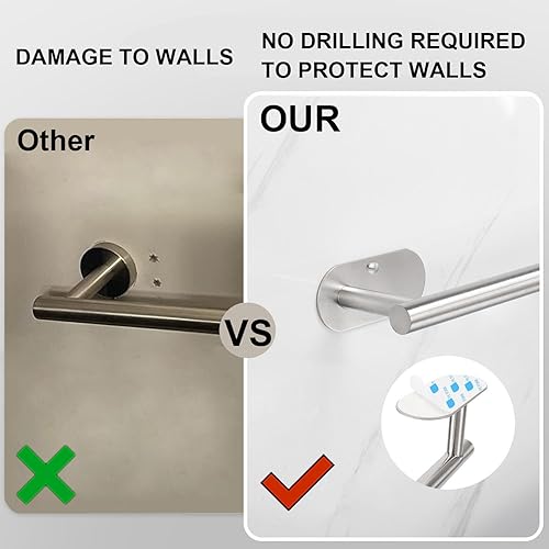 Miniatura 2 de TocTen Toallero de baño autoadhesivo, toallero para baño, soporte para toallas de baño de acero inoxidable a prueba de óxido, sin daños, barra de