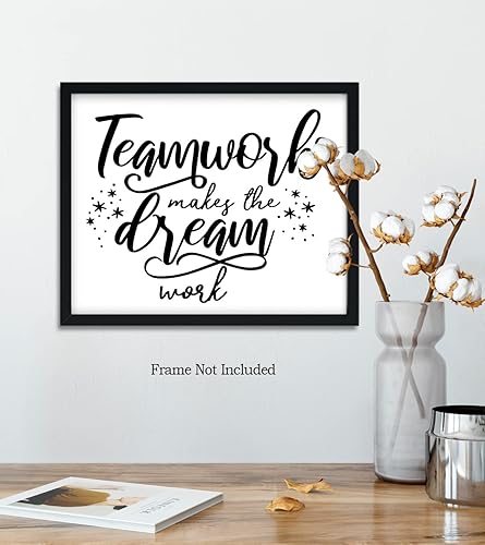 Miniatura 5 de Govivo Teamwork Makes The Dream Work - Impresión artística de pared con cita motivacional, impresión de decoración de pared, póster o lienzo para