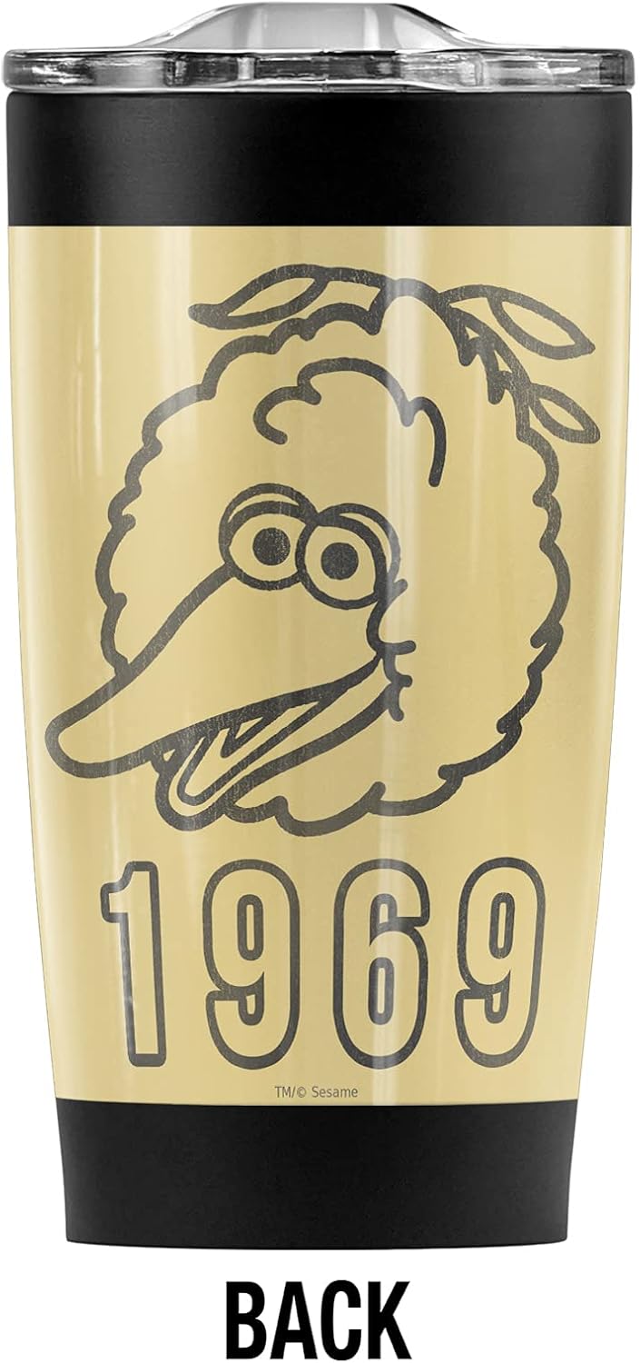 Logovision Sesame Street Big Bird 1969 Stainless Steel Tumbler 20 oz Coffee Travel Mug/Cup, Vacuum Insulated & Double Wall with Leakproof Sliding Lid | Great for Hot Drinks and Cold Beverages