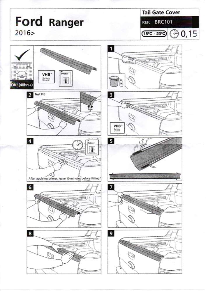 Baguette Protection Coffre Pour Ford Ranger Pickup Facelift 2015+ - ABS Noir - RGM RBP101
