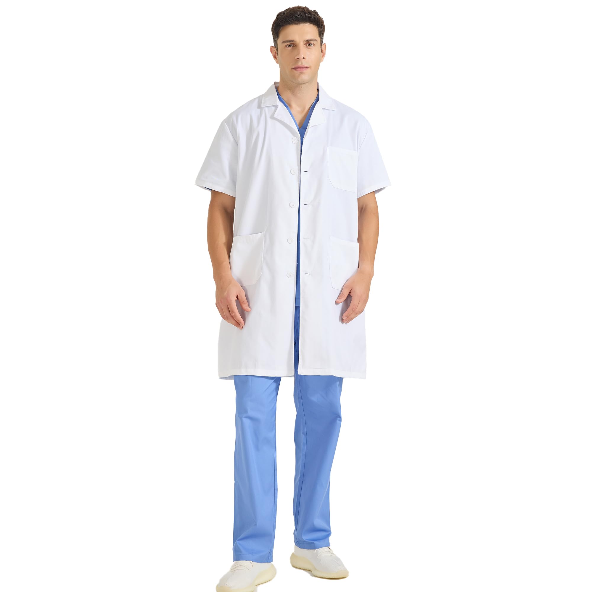 MISEMIYA Bata Laboratorio Unisex Blanca Medico Hombre