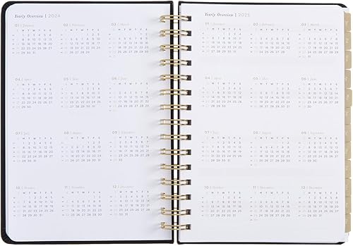 Miniatura 3 de russell+hazel Agenda semanal A5 2024, suministros de oficina, cuero vegano negro, encuadernado en espiral, 5.875 x 8.25 pulgadas