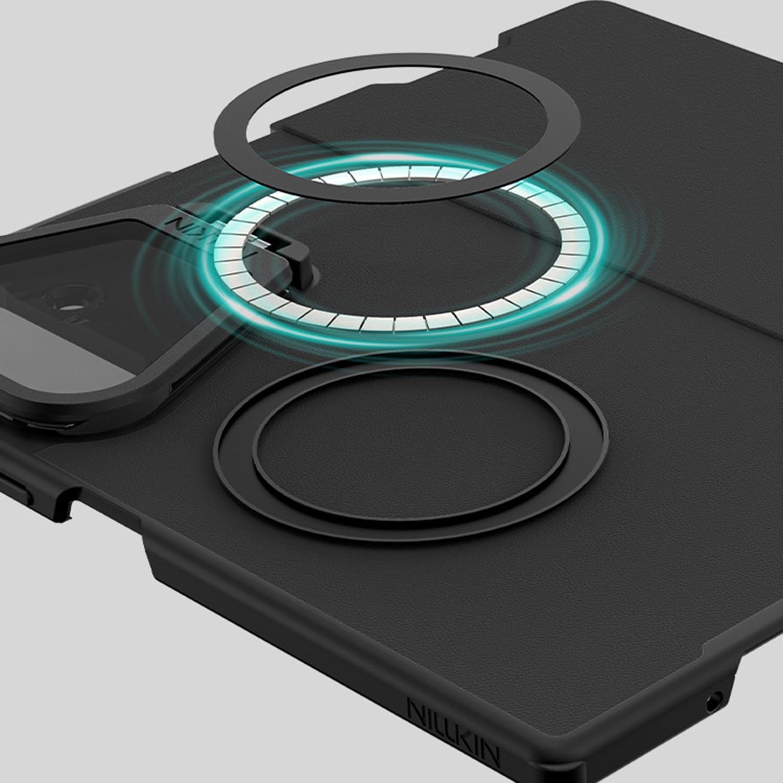 Custodia magnetica compatibile con Samsung Galaxy Z Fold 8 Ultra, in pelle Business Wallet Nero