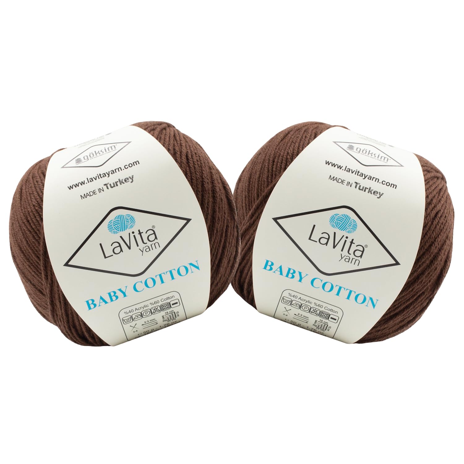 LaVita YarnPremium Baby Cotton for Knitting and Crocheting – Soft – Durable - 40% Acrylic 60% Cotton - Ideal for Baby Clothes - Blankets and More – 7 oz - 361 Yards (Baby_Cotton_7221)