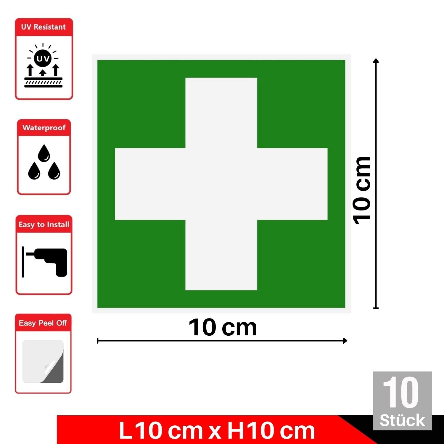 Adesivo Primo Soccorso Croce Rossa - Resistente A Intemperie E UV, Qualità Premium Made In Germany - Foto 6