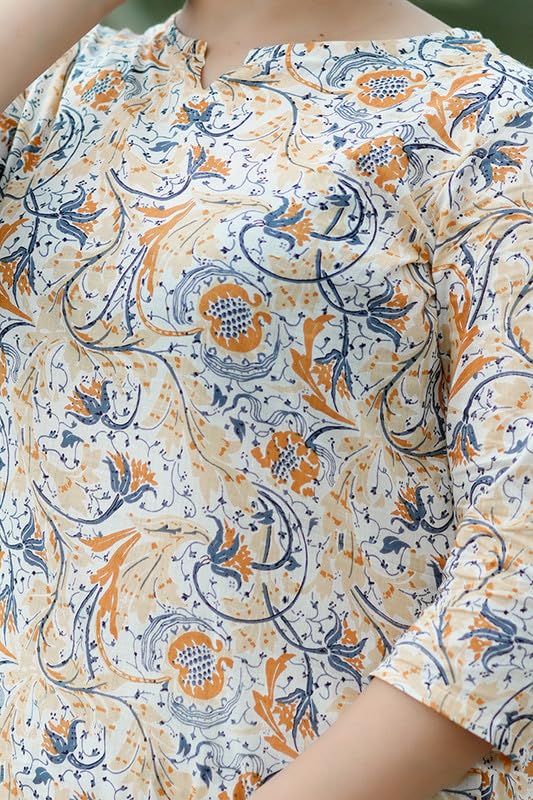 Image of Pure Cotton Printed Night Suits Set for Women | V Neck Night Wear Top and Pyjama Set for Girls
