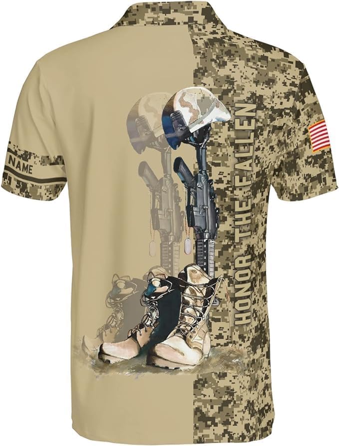 Custom US Army Polo Shirts for Men Women Personalized Military Veteran Shirt Veterans Pride American Flag Gifts Memorial Day - Image 2