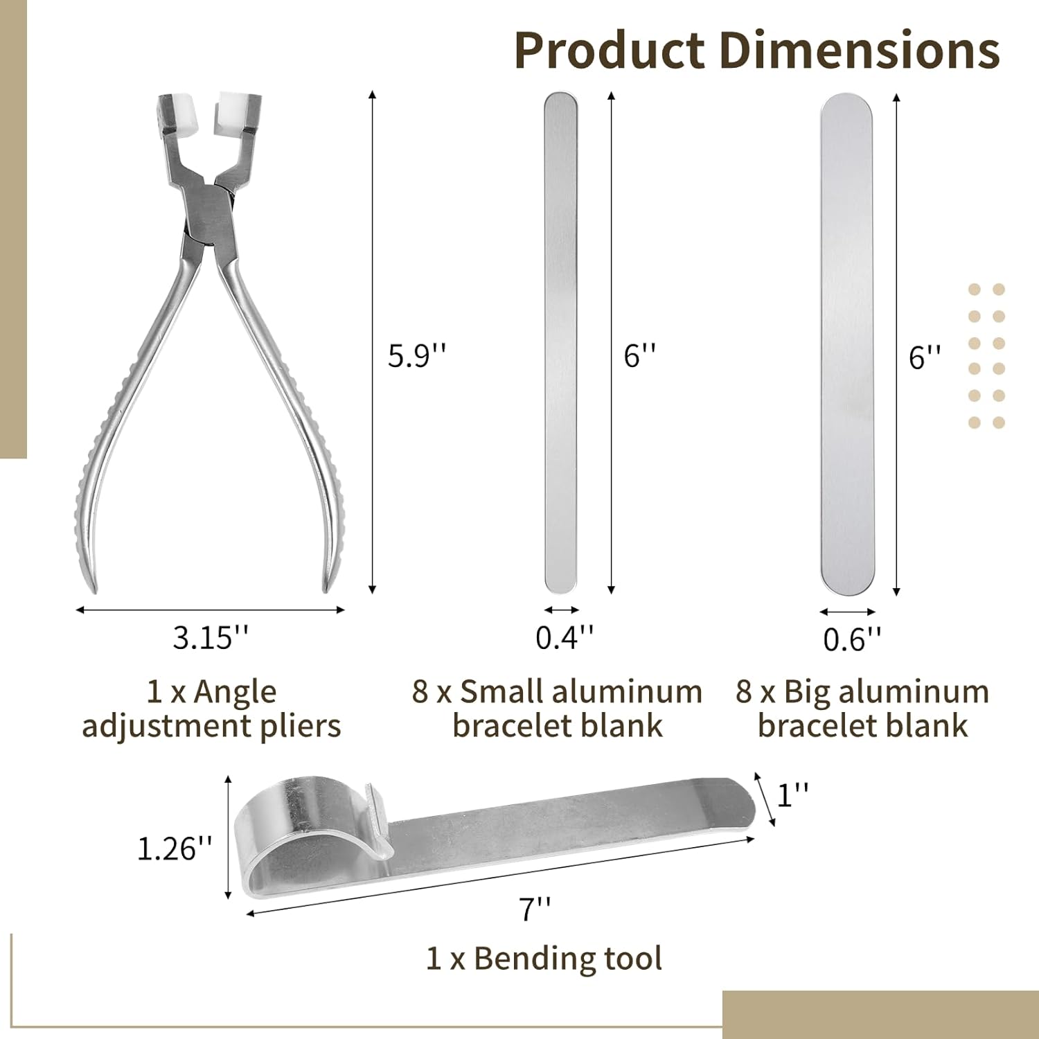 Joyibay 18 Pcs Bracelet Bending Bar Kit, Includes 16 6'' Aluminum Bracelet Blank, Stainless Steel Bending Tool and Bending Pliers, DIY Custom Bracelets Accessories, Jewelry Metal Making Kit - Image 6