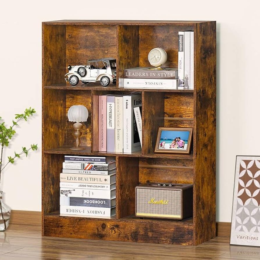 Amazon.com: LEYAOYAO 7 Cube Bookshelf with Base,3 Tier Mid