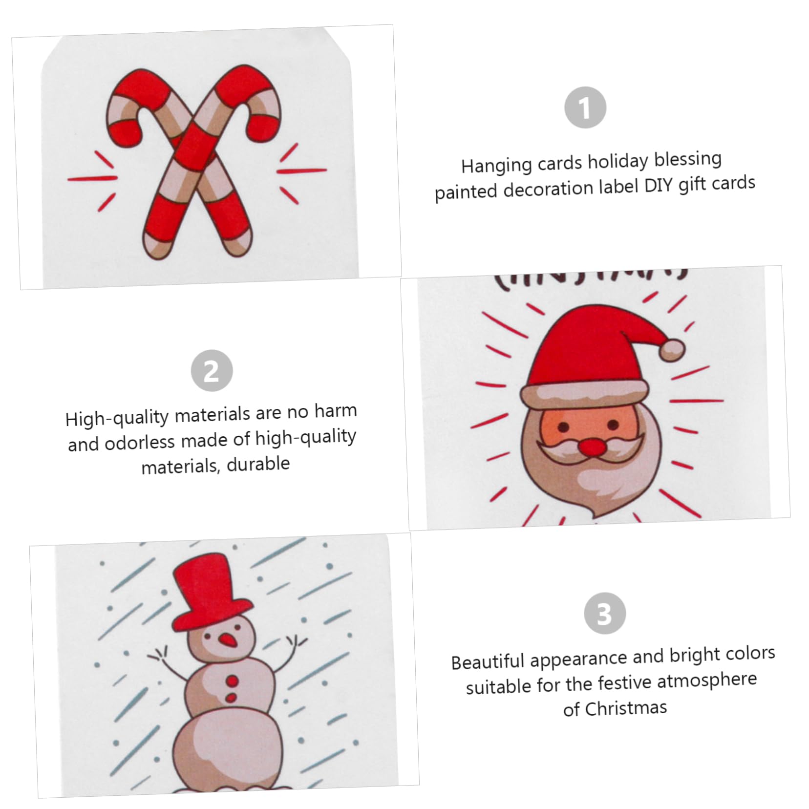FRCOLOR 900stücke Weihnachtsaufkleber Mit Schnur Festliche Papieranhänger Für -projekte Und Weihnachtsbaumdekoration Bunte Designs Weihnachtsmann Und Zuckerstange