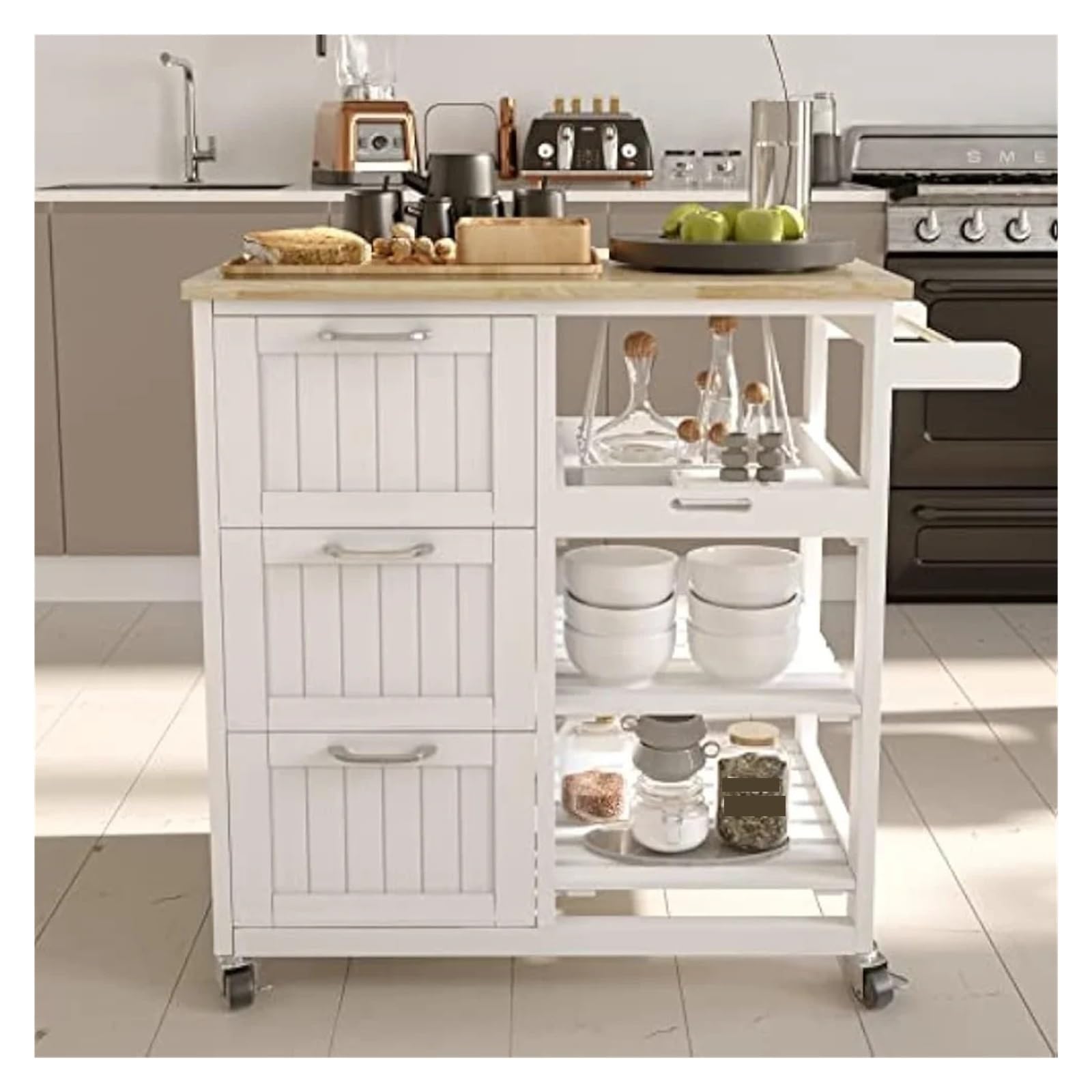 Carrello Multiuso da Cucina Carrello da Cucina for Isola, Carrello portaoggetti, Carrello da Cucina Mobile con cassetto, for Cucina, Sala da Pranzo, Bagno Carrello di Servizio