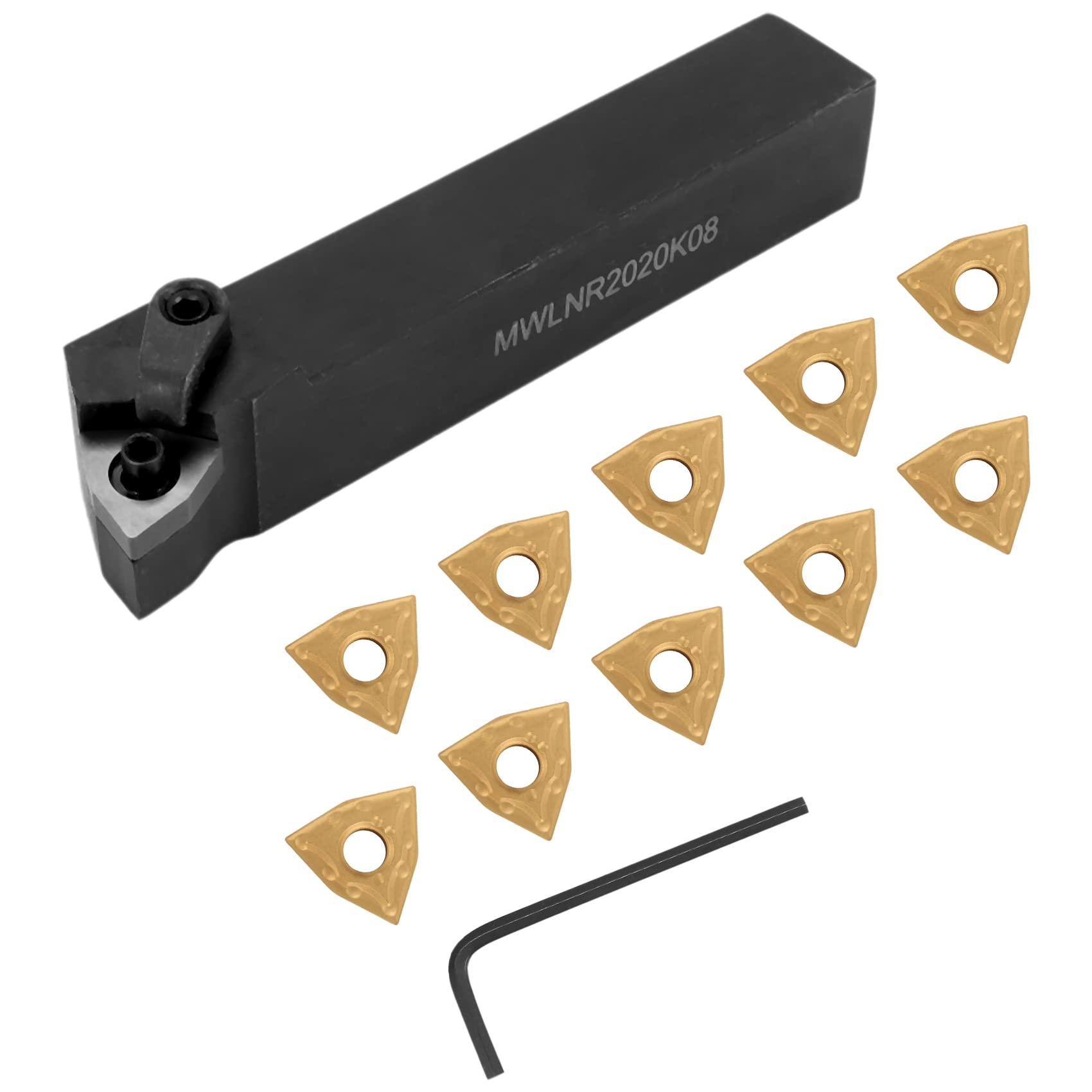 Kit de support pour outils rotatifs 20 mm MWLNR2020K08 + 10 inserts WNMG0804 en métal dur
