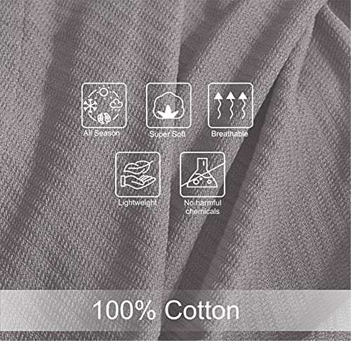 image for COTTON CRAFT Soft Cotton Thermal Blanket - Plush Herringbone Twill - A