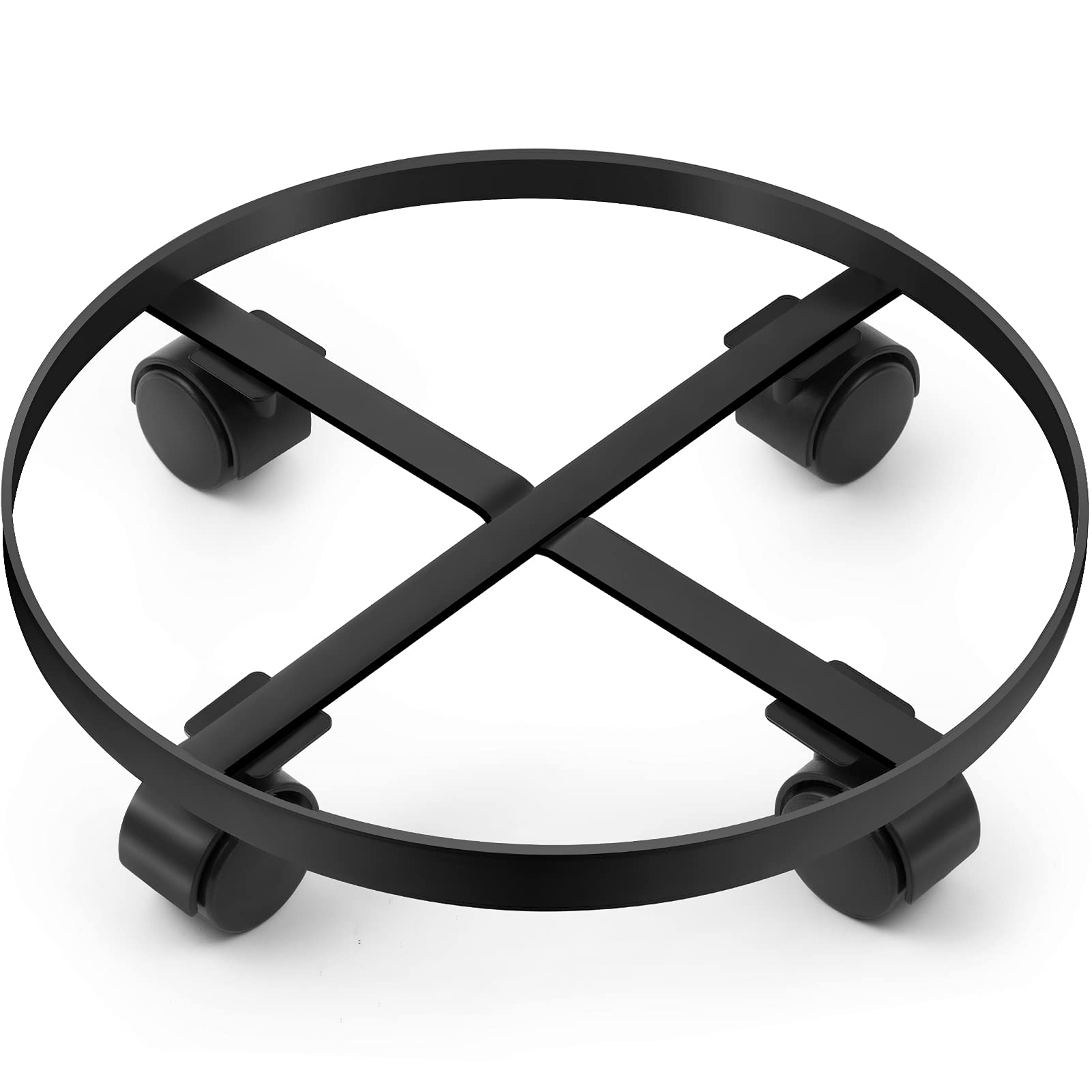 Amagabeli 14" Metal Plant Caddy Heavy Duty Iron Potted Plant Stand With Wheels Round Flower Pot