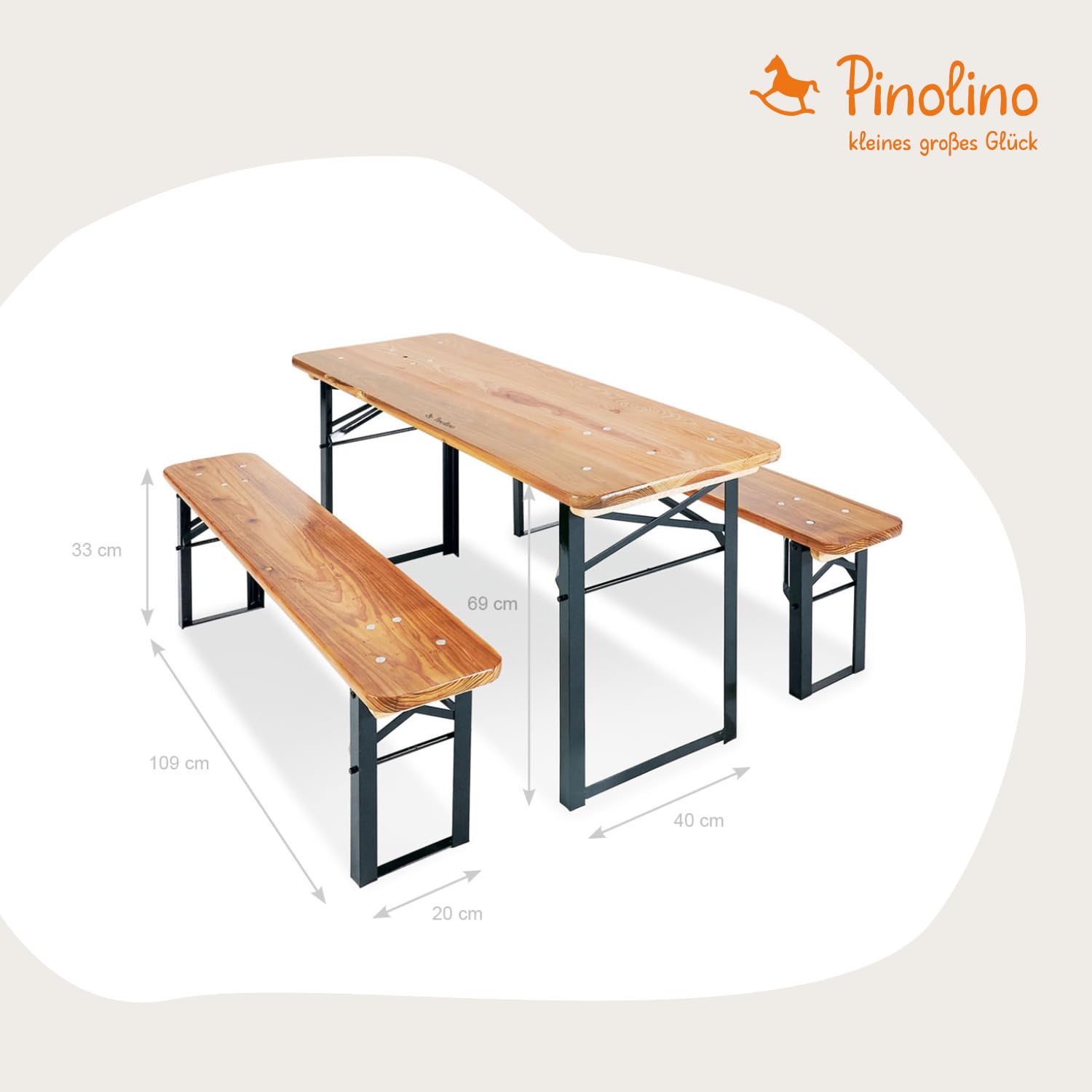 Children's bench and table set for outdoor festivities 'Sepp', 3 parts