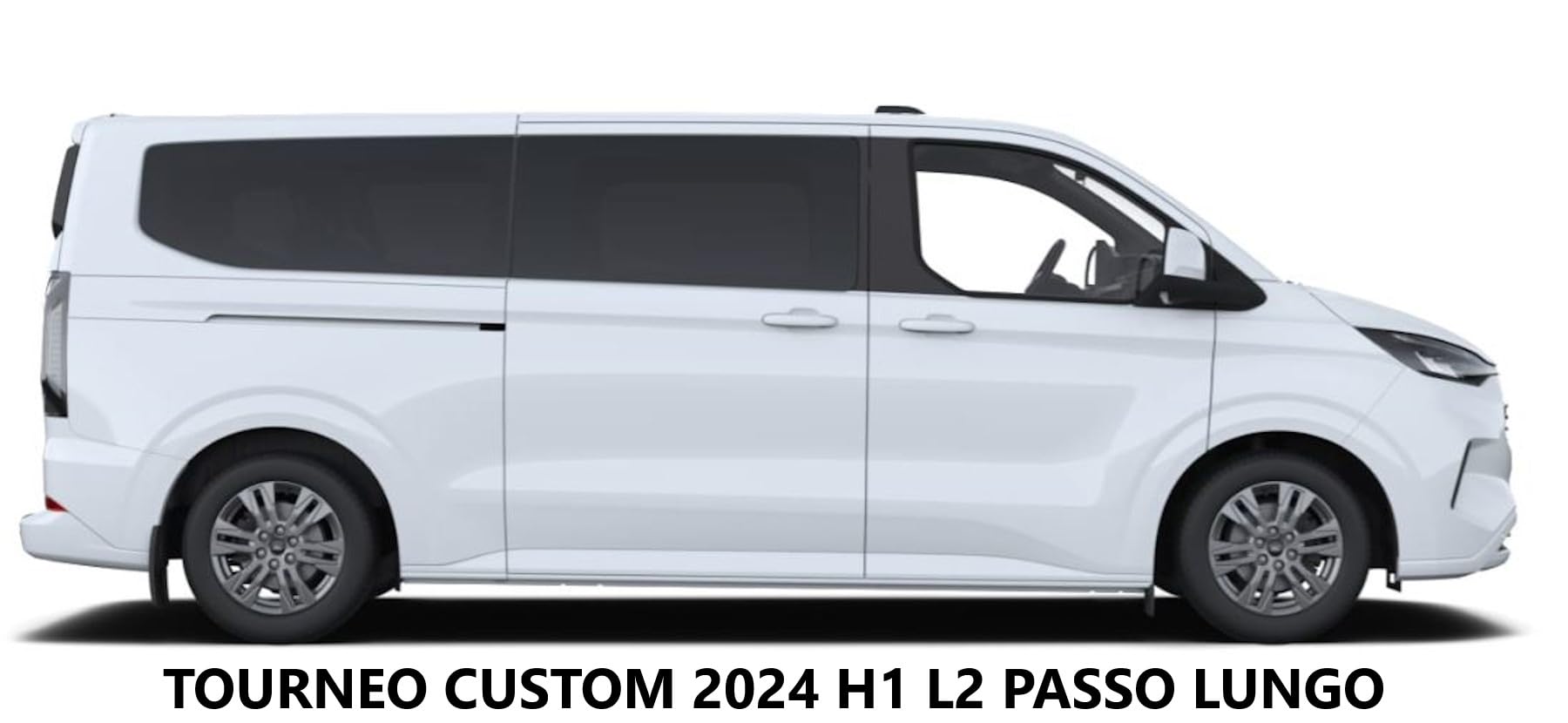 F906226-905854-906042-223B Tappeti in gomma su misura compatibile con Tourneo Custom 8 posti dal 2024-Anterior + 2 file + Baule