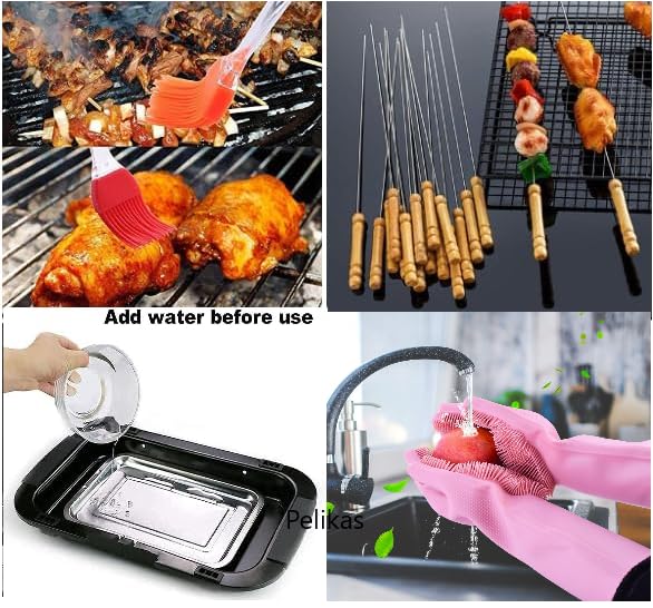 Image of American Quality Electric Barbeque Grill 2000W Electric BBQ Grill Set Indoor Outdoor Veg & Nonveg Griller Barbeque Gril Set for home BBQ Griller for Fish, Paneer Tikka, Tandoori Chikan Kabab Maker