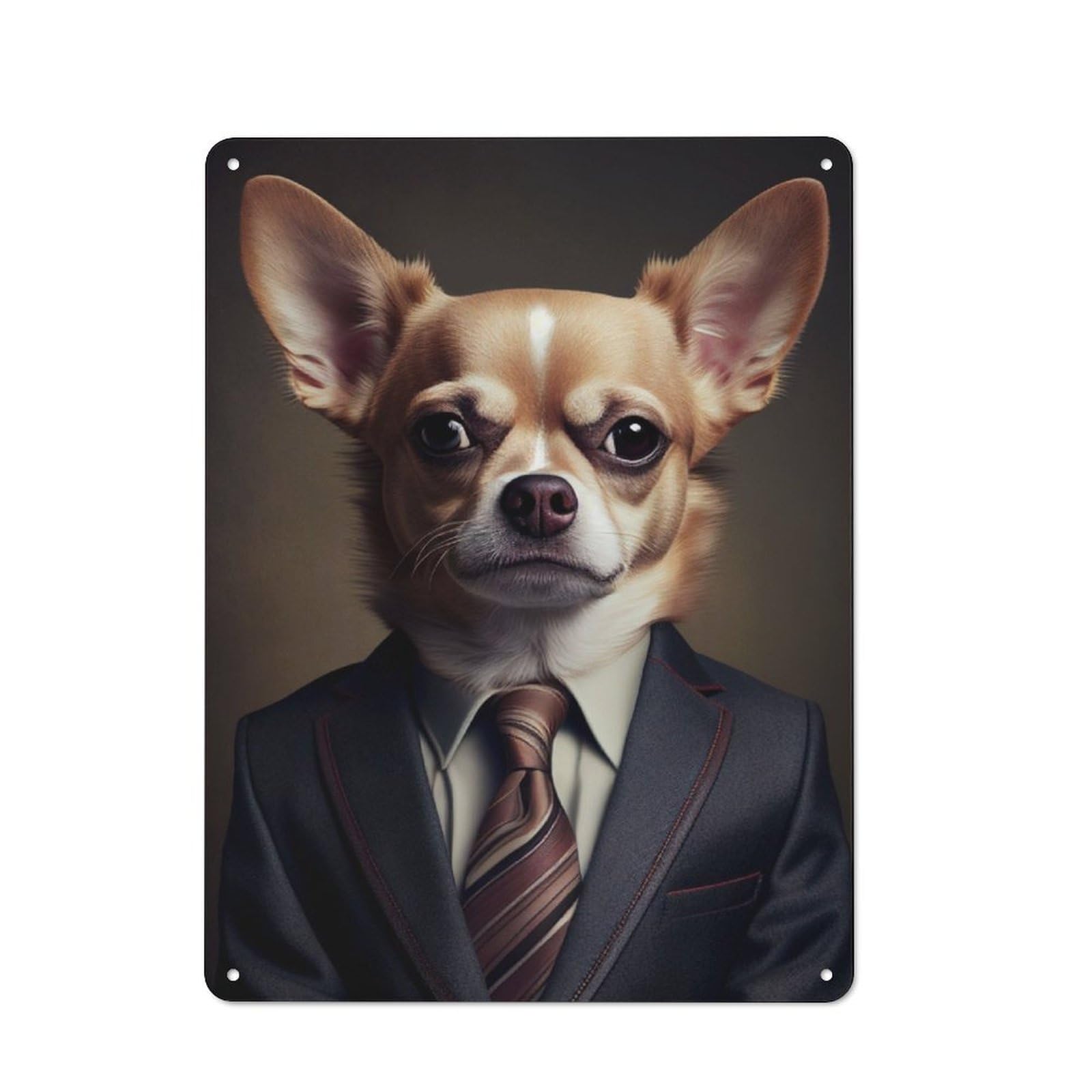 Junmoney Chihuahua Suit Retro Metal Plaque 40X30cm For Bar Or Restaurant, Suited To Restaurant Interior Fans