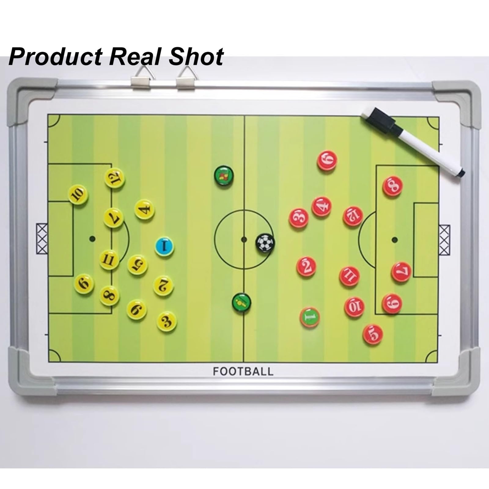 Doppelseitiges, Trocken Abwischbares Fußball-Whiteboard, Wasserdichtes Klemmbrett for Trainer, mit Magnetischen Schachfiguren und Markern, Glatte Schreiboberfläche, Aufhängbares