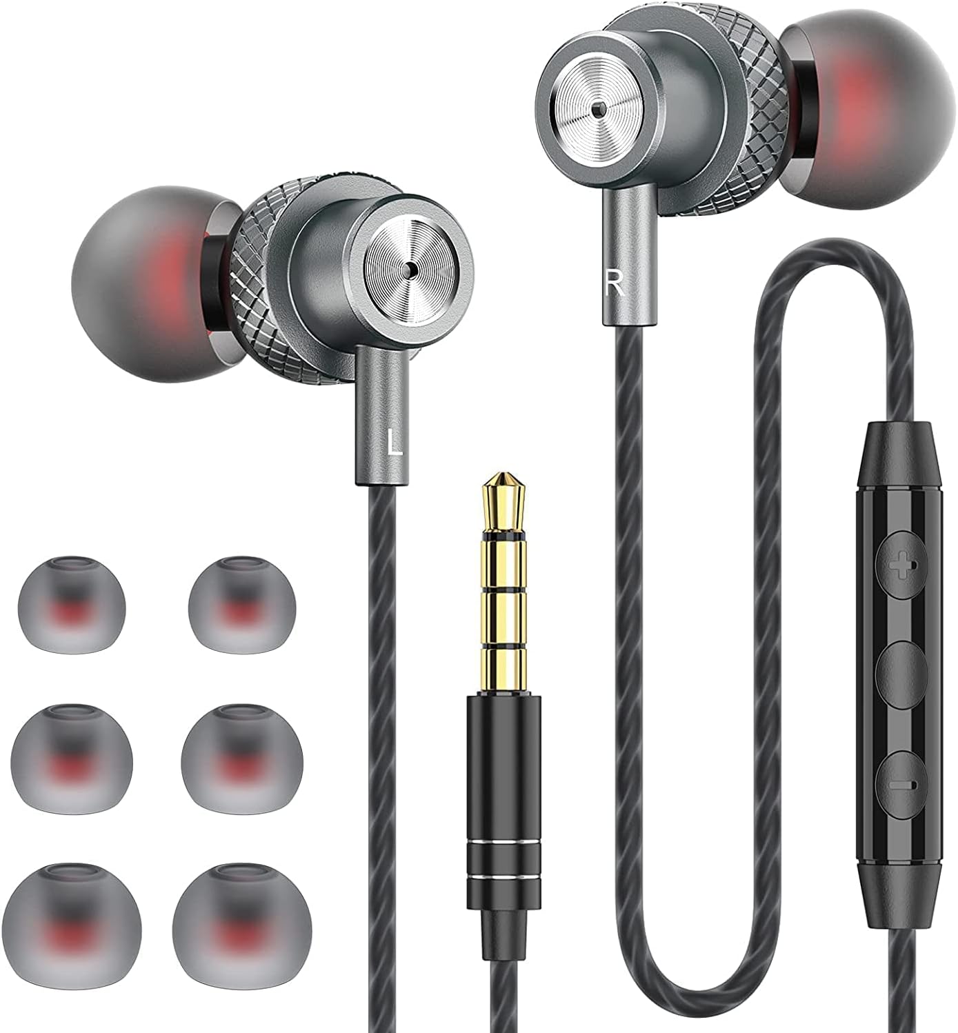 Earphones, JKSWT Wired Earbuds with Microphone and Volume Control, High Definition,Powerful Bass Sound, in-Ear Headphones Compatible with 3.5mm Headphones Devices