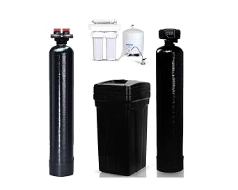 Whole House Package Water Softener 32,000 Grain + Upflow Carbon Filter r 1 Cubic Ft + Drinking Water RO Filtration System