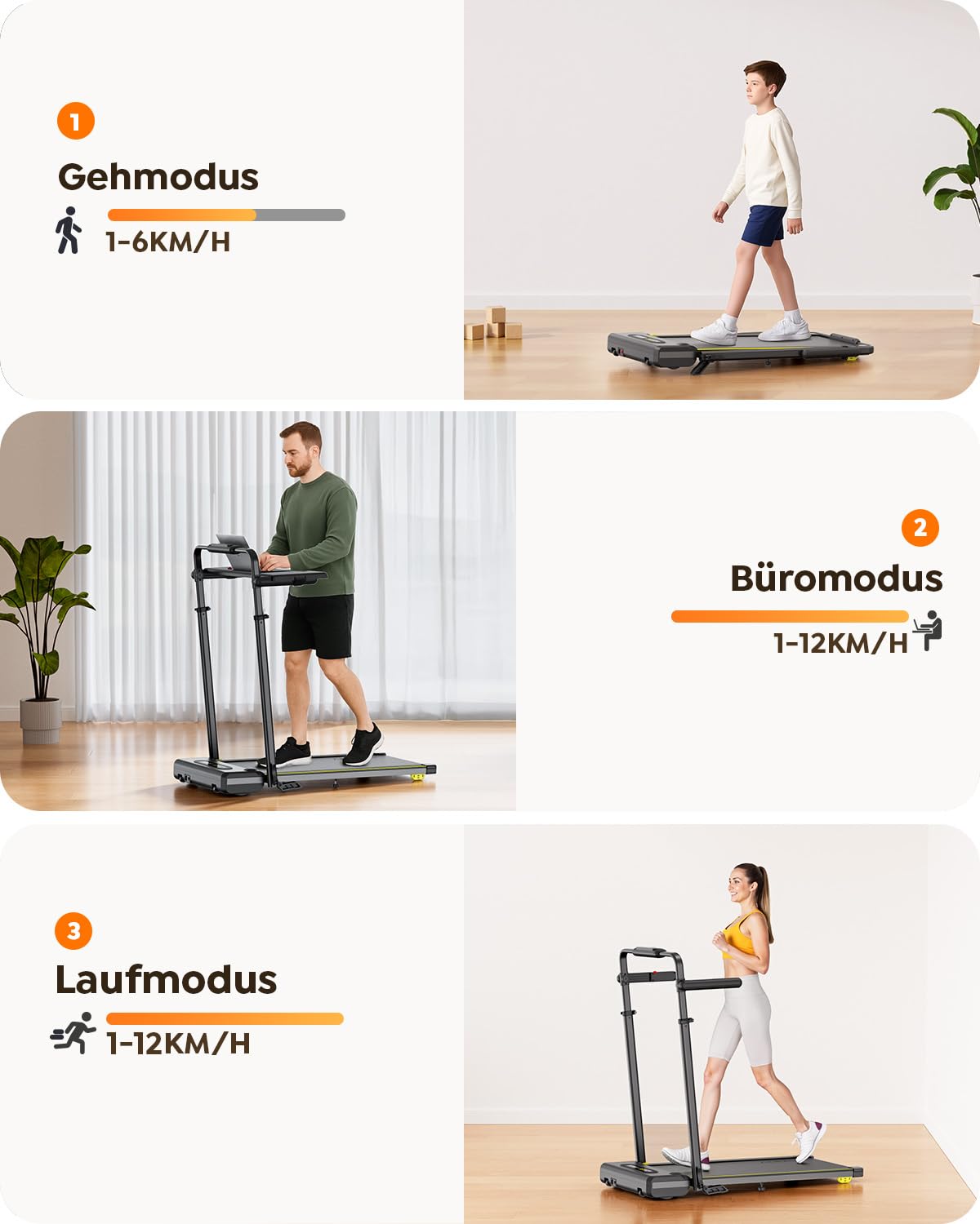 6 in 1 Laufband für Zuhause,Walking Pad mit Steigung bis 10%, 12km/h Klappbar Laufband mit LED-Anzeige,2.5HP Treadmill für Zuhause/Büro,Bis 136kg Belastbar,Fernbedienung und App,Keine Installation