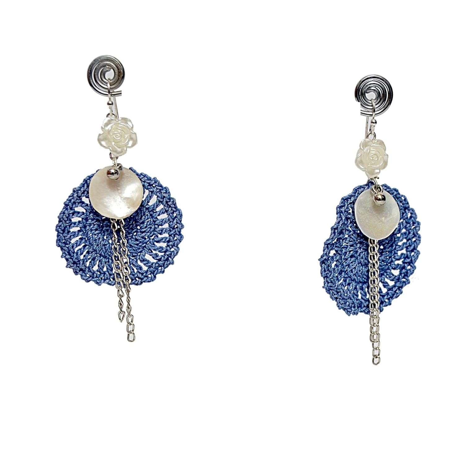 Trendy Craft Crochet Shell Dangler Earrings for Women & Girls – Lightweight Bohemian Style Earrings with Seashell Design – Perfect for Casual, Beach, and Formal Occasions.