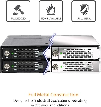 ICY DOCK ToughArmor MB720M2K-B - 4X PCIe 4.0 NVMe M.2 SSD up to 22110 Size to 4X MiniSAS HD Removable Frame, Full Metal Black