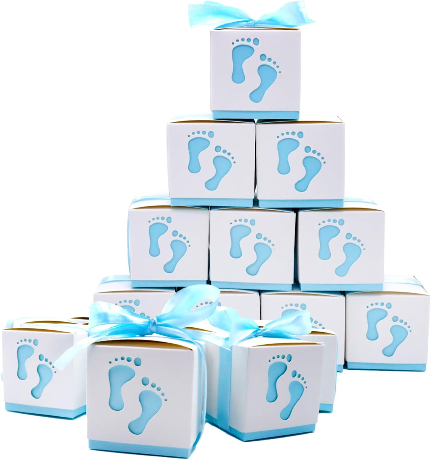 Amazon.com: Since 50pcs Baby Shower Ribbon Favour Gift Candy Boxes ...