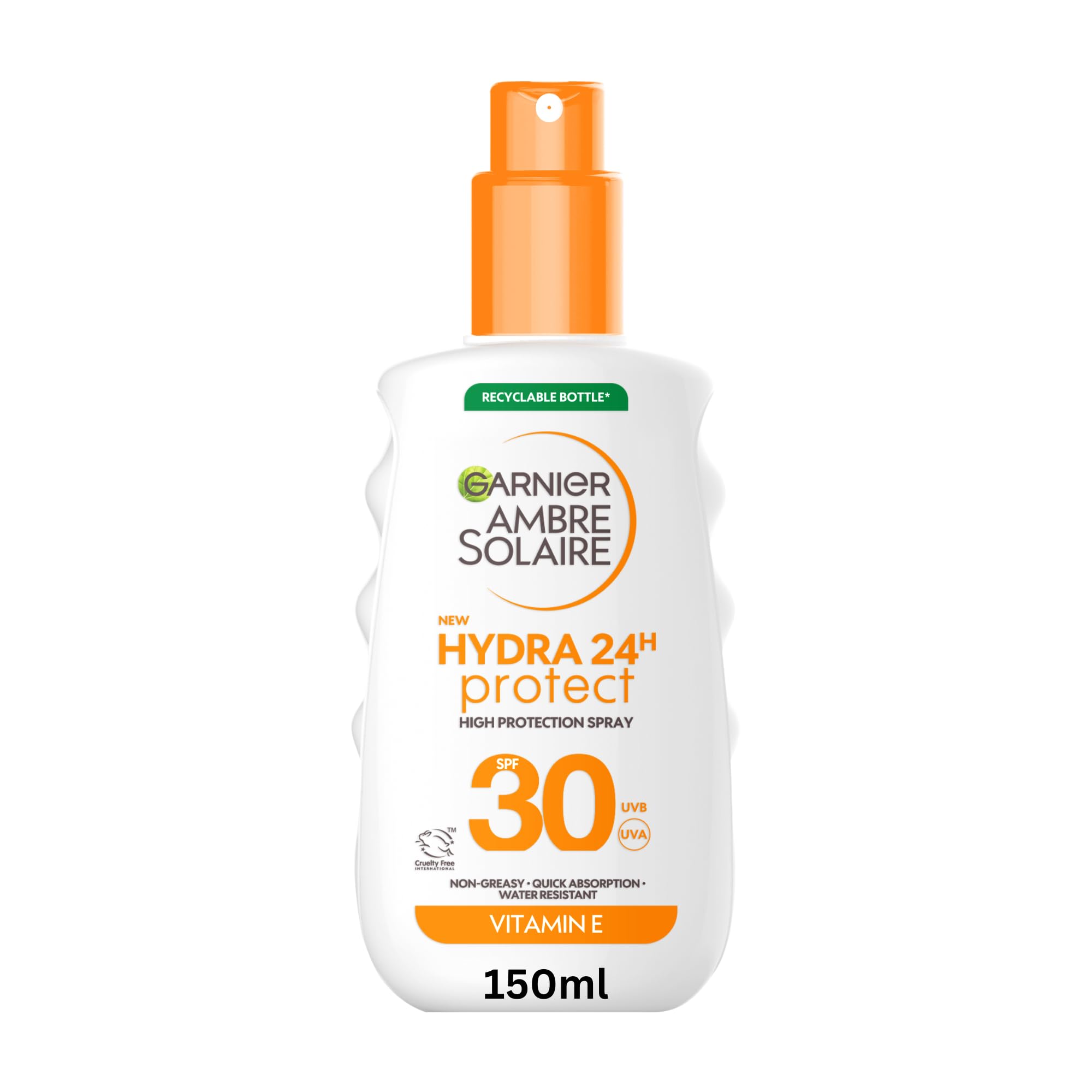 Garnier Ambre Solaire SPF 30 Hydra 24 Hour Protect Hydrating Sun Cream Spray With Vitamin E, 150ml
