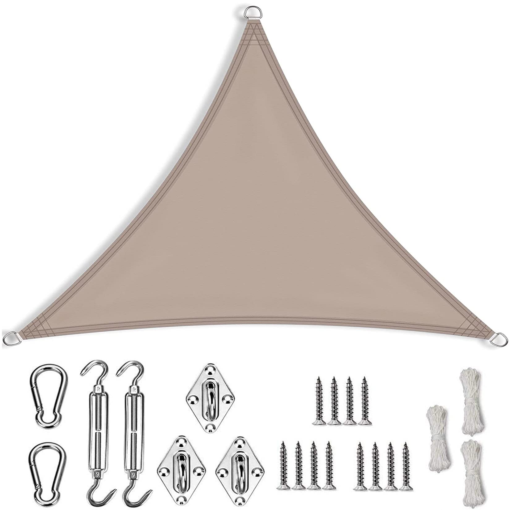 sonnensegel dreieck rechtwinklig 4x4 RYNS 4.4x4.4x4.4m Sonnenschutz aus reißfestem HDPE-Kunststoff Sonnensegel Baldachin Schattennetz mit Edelstahl Befestigungs Kit für Garten, Terrasse, Camping, Taupe Sonnendach Isabella Ground Control Audio Color:Grey*2