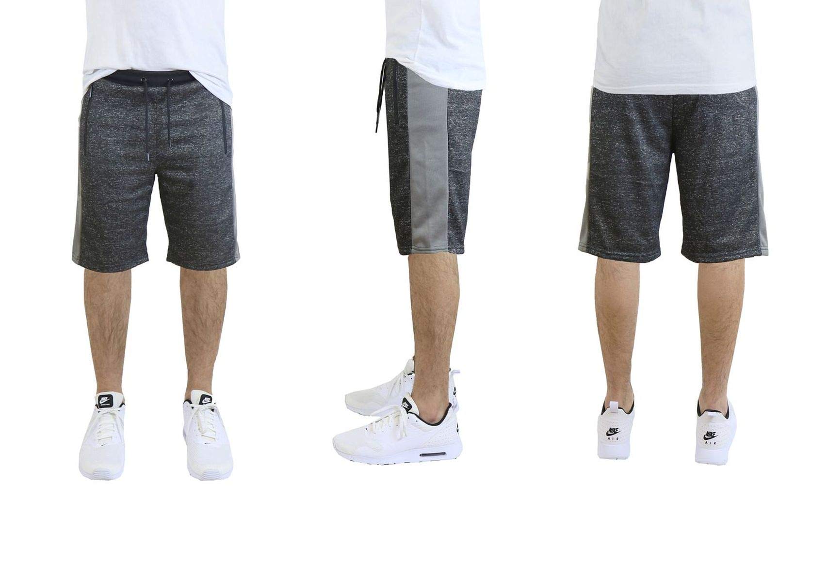 Men's French Terry Shorts with Zipper Pockets and Contrast Trim