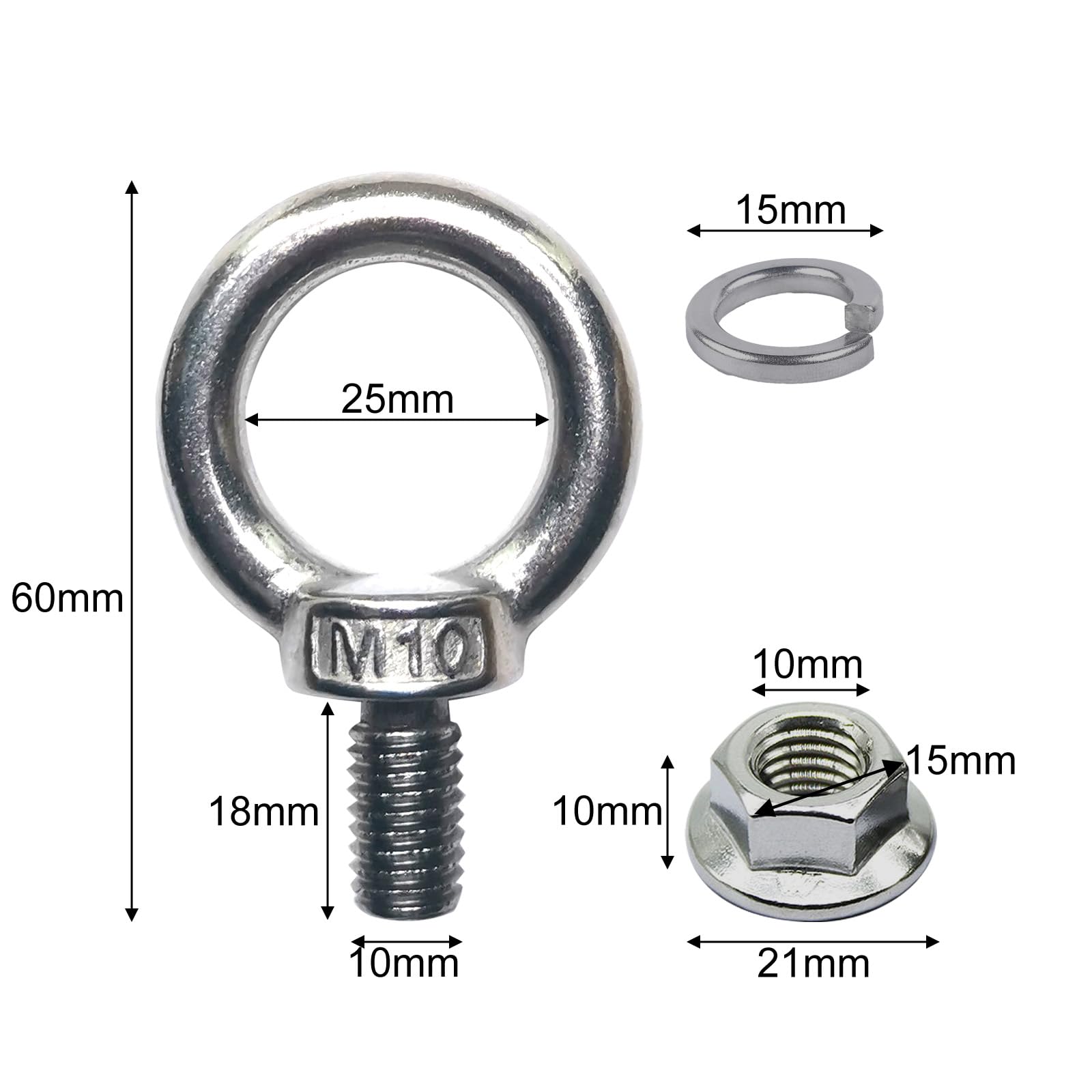 Lot de 6 serre-joints en C en acier inoxydable - Petite pince en C - Plage de serrage réglable de 20 à 50 mm - Ouvertures de mâchoire en C de 55 mm avec vis à anneau M8 M10 pour le travail du