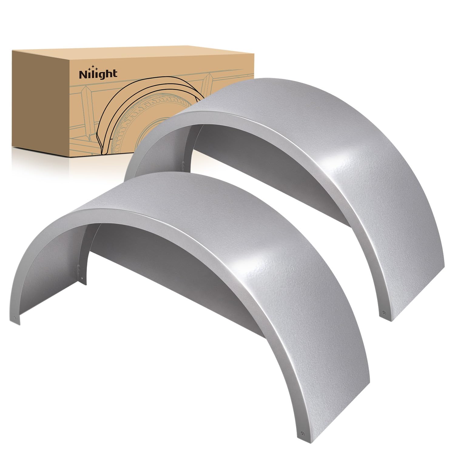 Nilight Round Trailer Fenders Single Axle Mud Guards 14 to 16 in Wheels