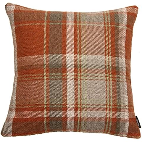McAlister Textiles Terracotta Orange Heritage Tartan Throw Cushion Covers. 43x43 Cm - 17x17 Inches. Highlands CheckScatter Pillows For Sofas & Bedroom Cover