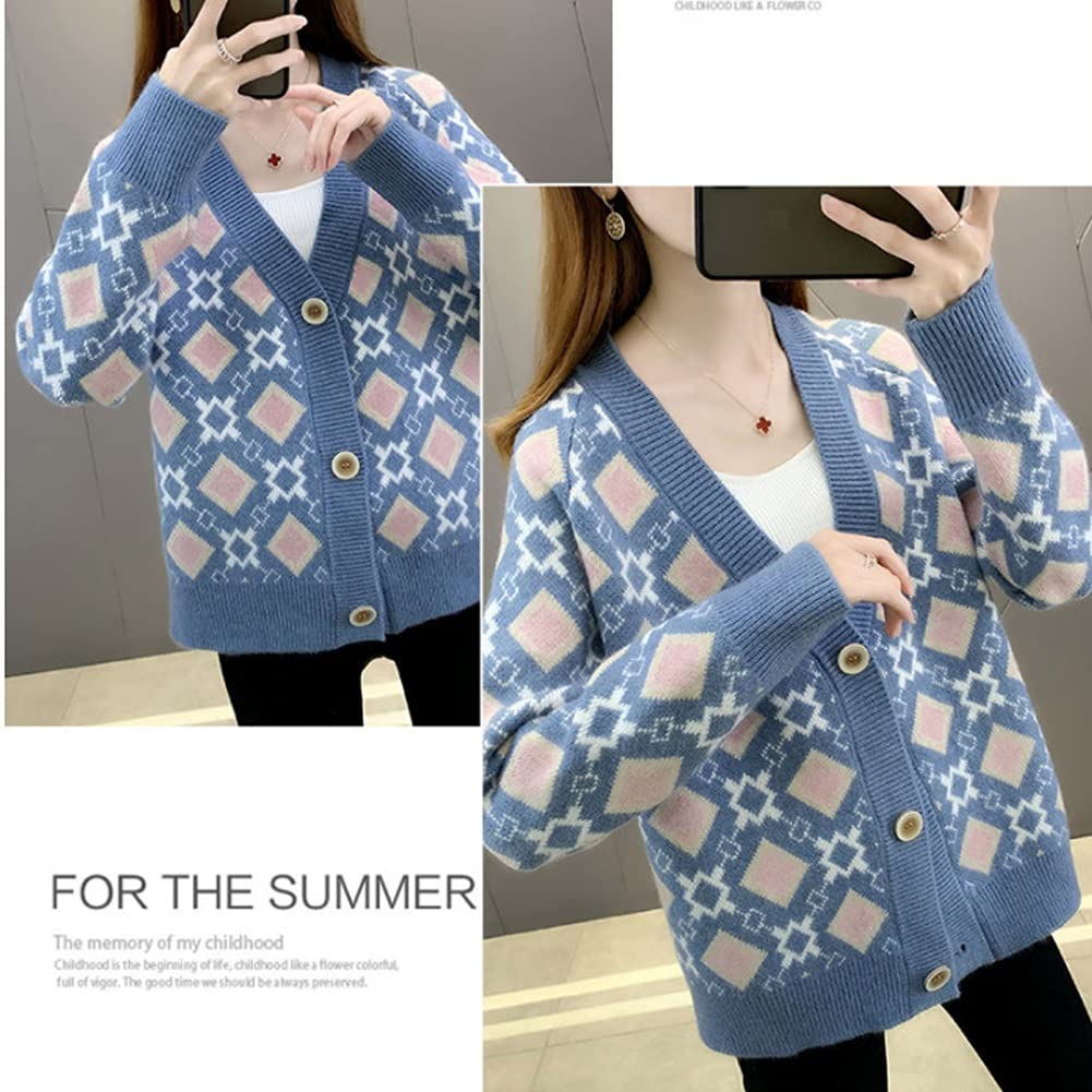 Cárdigan de otoño Nueva Chaqueta de Punto de suéter Corto para Mujer Suéter de Abeto de Damas de Primavera Dulce (Color : Blanco cremoso, Tamaño : L) (Blanco cremoso.)