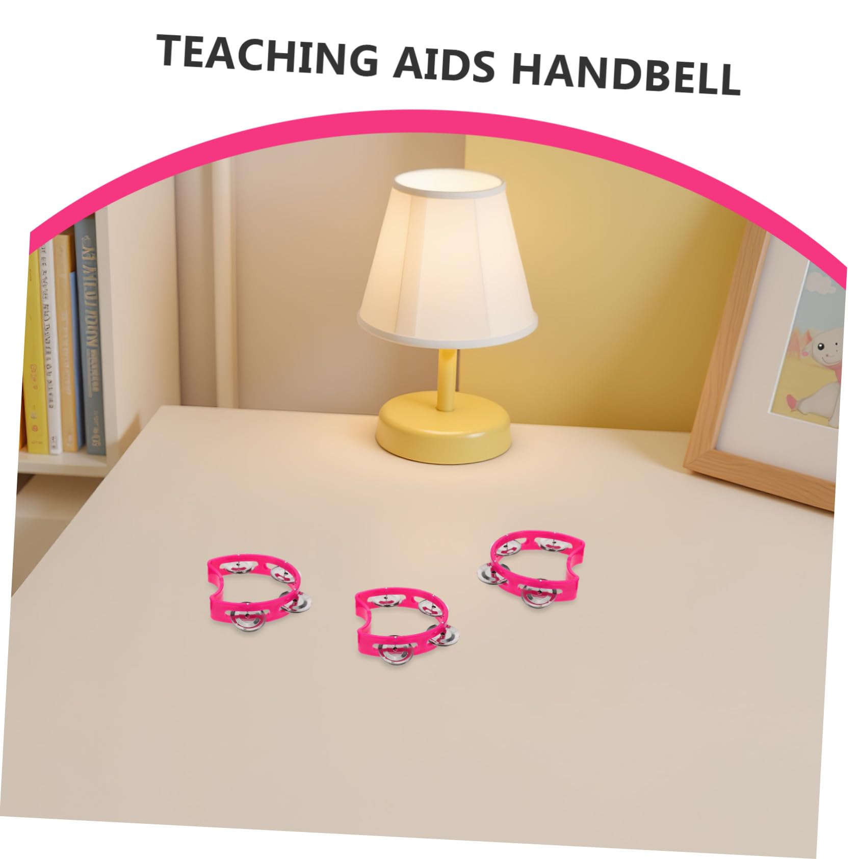 12 Stück Handglocken Tamburine Shaker Handschwing Tamburin Handbetriebene Glocke Tamburin Handtrommel Kunststoff Handglocke Edelstahl Rosy