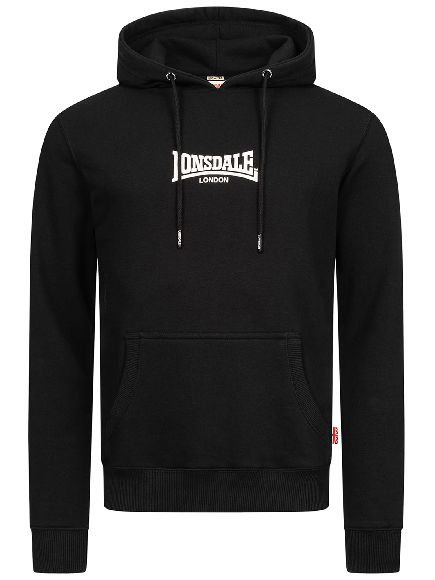 Lonsdale London BEETHAM Uomo Felpa con Cappuccio Nero 60% Cotone, 40% Poliestere Regular