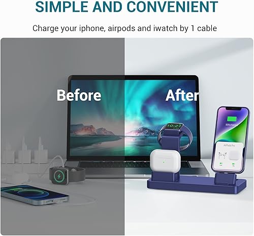 Miniatura 3 de Estación de carga para dispositivos Apple, estación de carga 3 en 1 para iPhone Series AirPods Pro321, soporte de cargador para Apple Watch