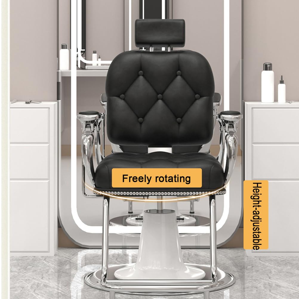 Fauteuil de barbier inclinable, pompe hydraulique robuste, pivotant à 360 degrés, pour coiffeurs et cosmétologues, équipement de coiffure professionnel