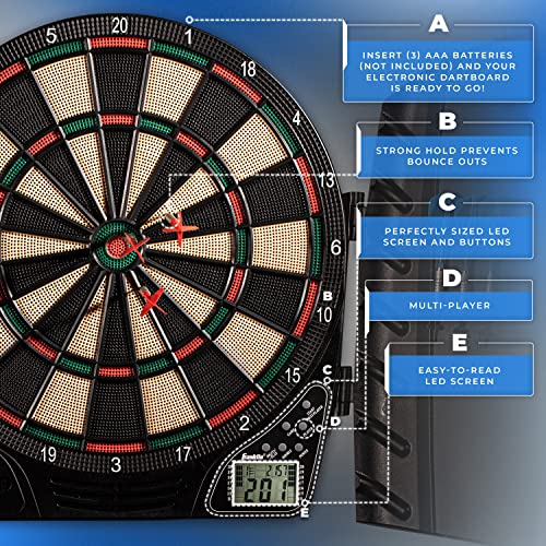 Franklin Sports Electronic Dart Board Set + Cabinet - FS3000 | 28 Games + 100 Variations, Play Safe Indoors, Includes 6 Soft Tips + Replacements, Plug + Play Setup, Great For Game Room - image 8