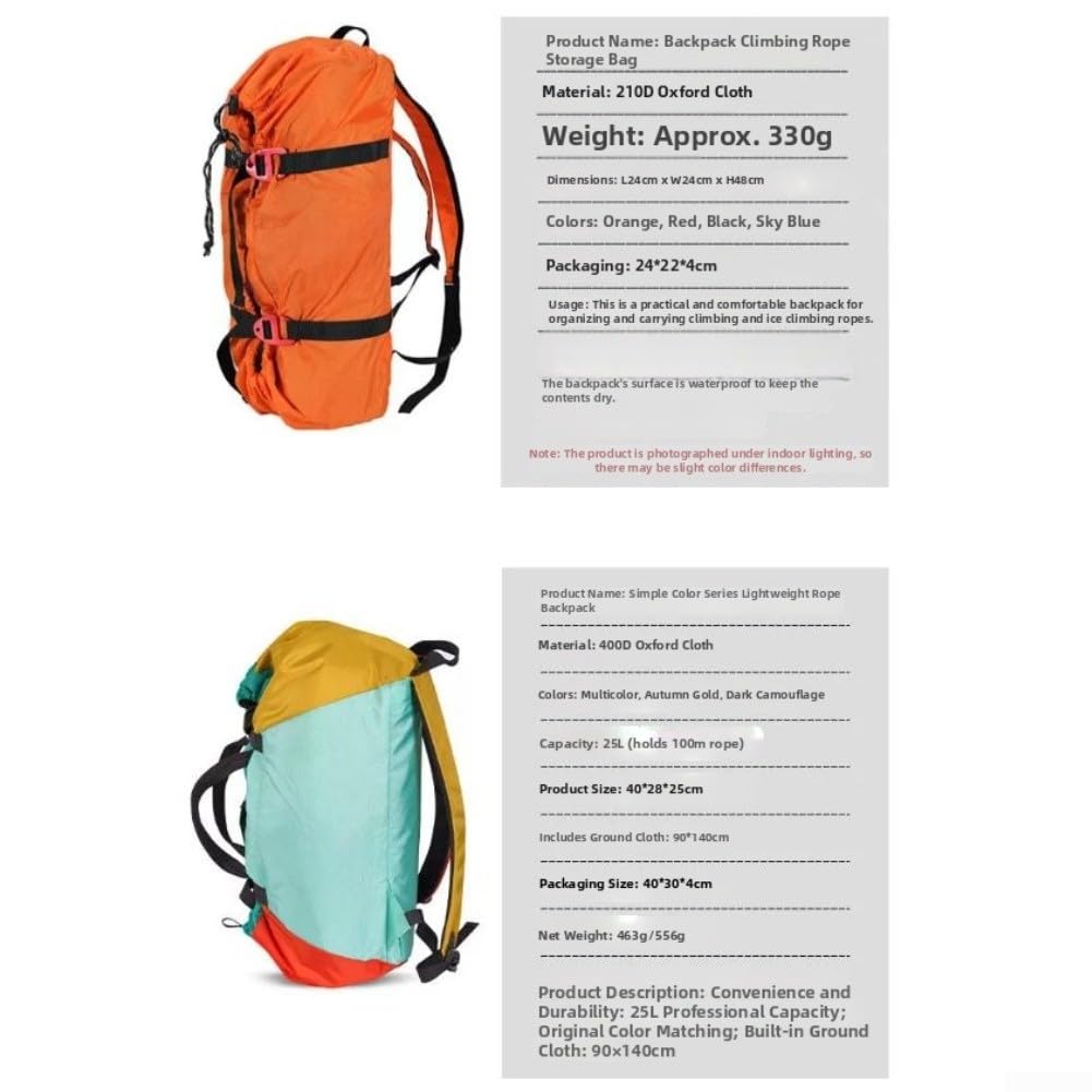 Saco Cuerdas Montaña 25L con para lona Integrada Saco Cuerdas(Baisha 40 * 28 * 25cm)