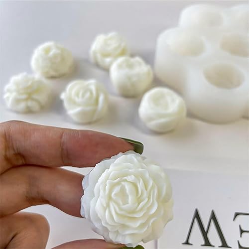 Miniatura 7 de Wehous Moldes de flores de silicona, molde de fondant de peonía de rosa de 7 cavidades para decoración de pasteles de chocolate con gelatina, molde